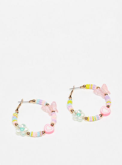 Bead Embellished Hoop Earrings-Earrings-image-0