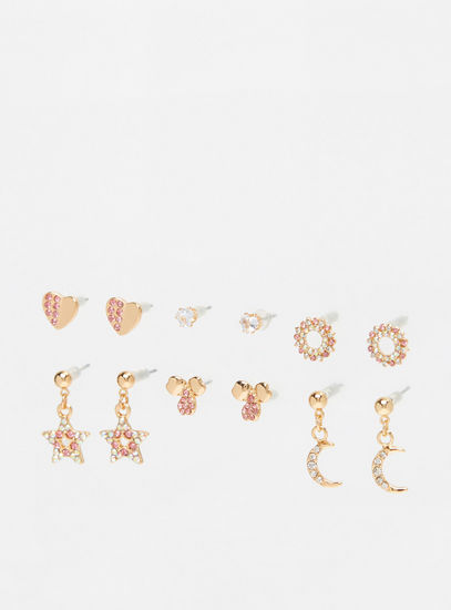 Set of 6 - Metallic Embellished Earrings with Pushback Closure-Earrings-image-1