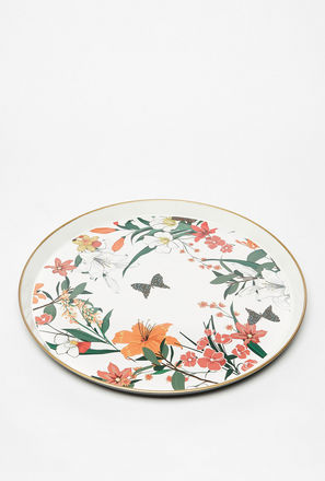Floral Print Round Serving Tray