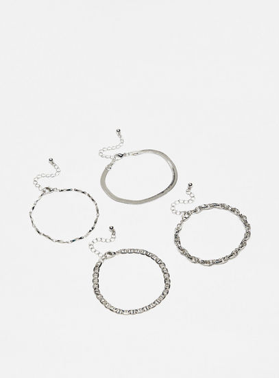 Set of 4 - Metallic Bracelet with Lobster Clasp Closure