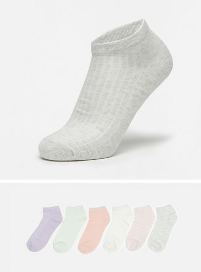 Pack of 6 - Textured Ankle Length Socks-Socks & Stockings-image-0
