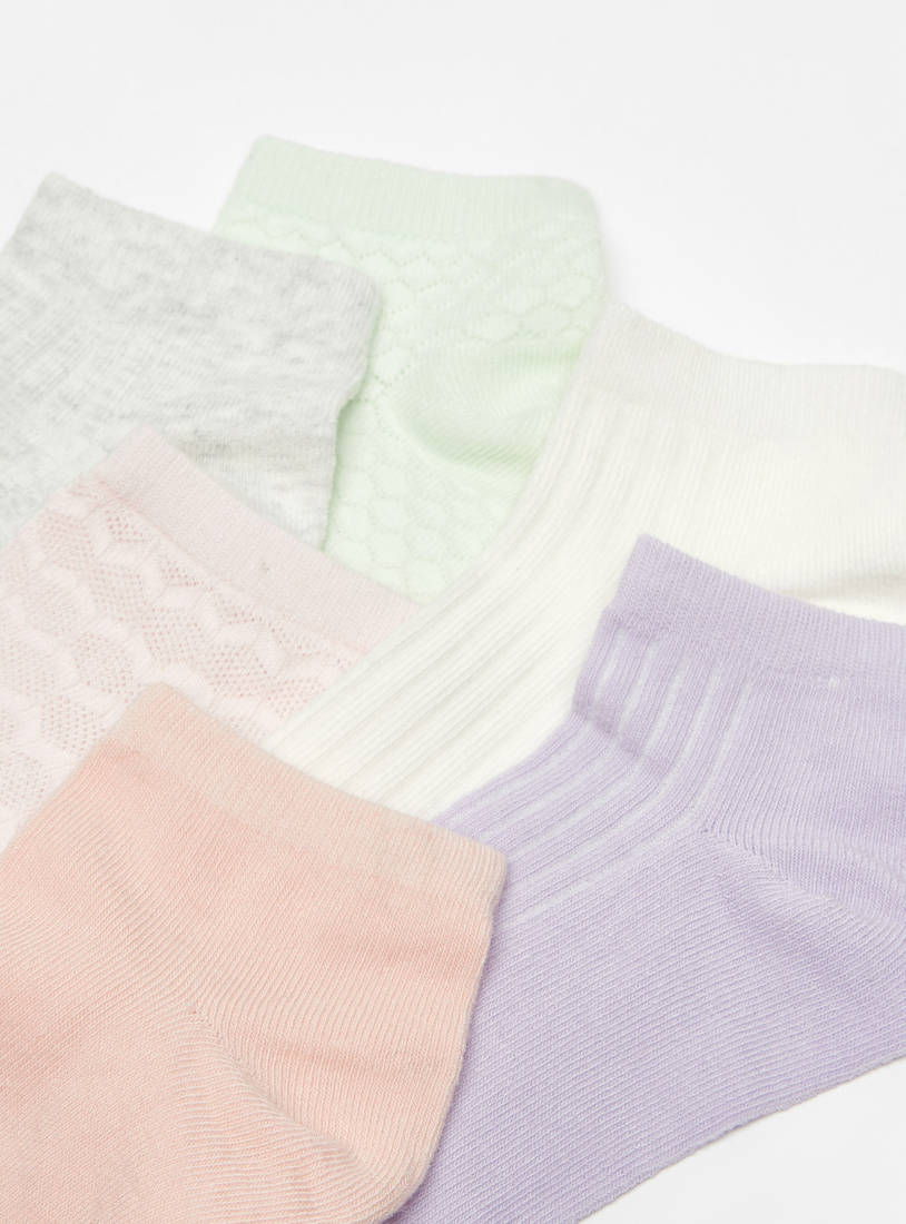 Pack of 6 - Textured Ankle Length Socks-Socks & Stockings-image-1