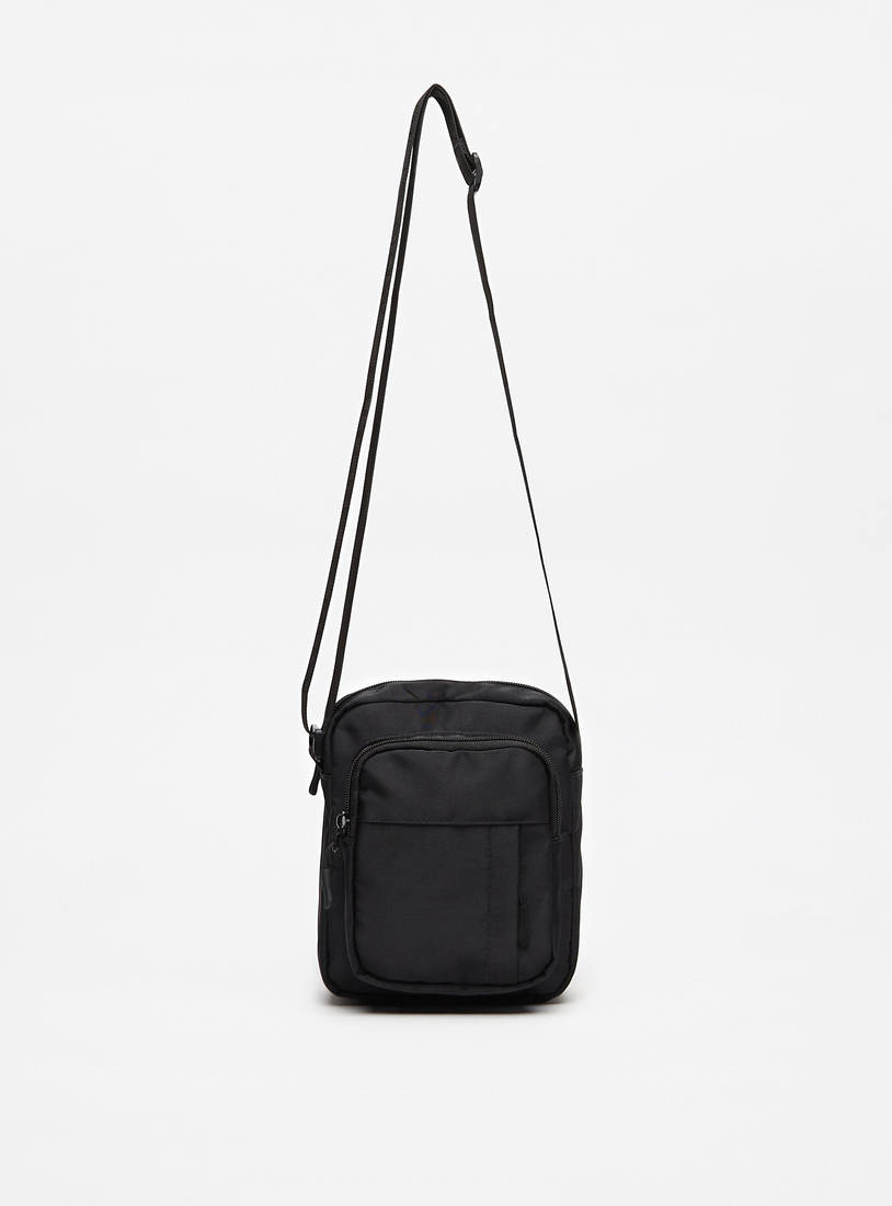 Solid Crossbody Bag with Zip Closure-Bags-image-1