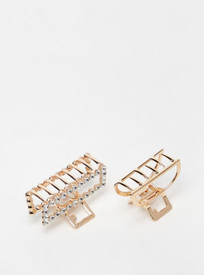 Pack of 2 - Embellished Metallic Hair Clamp-Clamps & Barrette-image-1