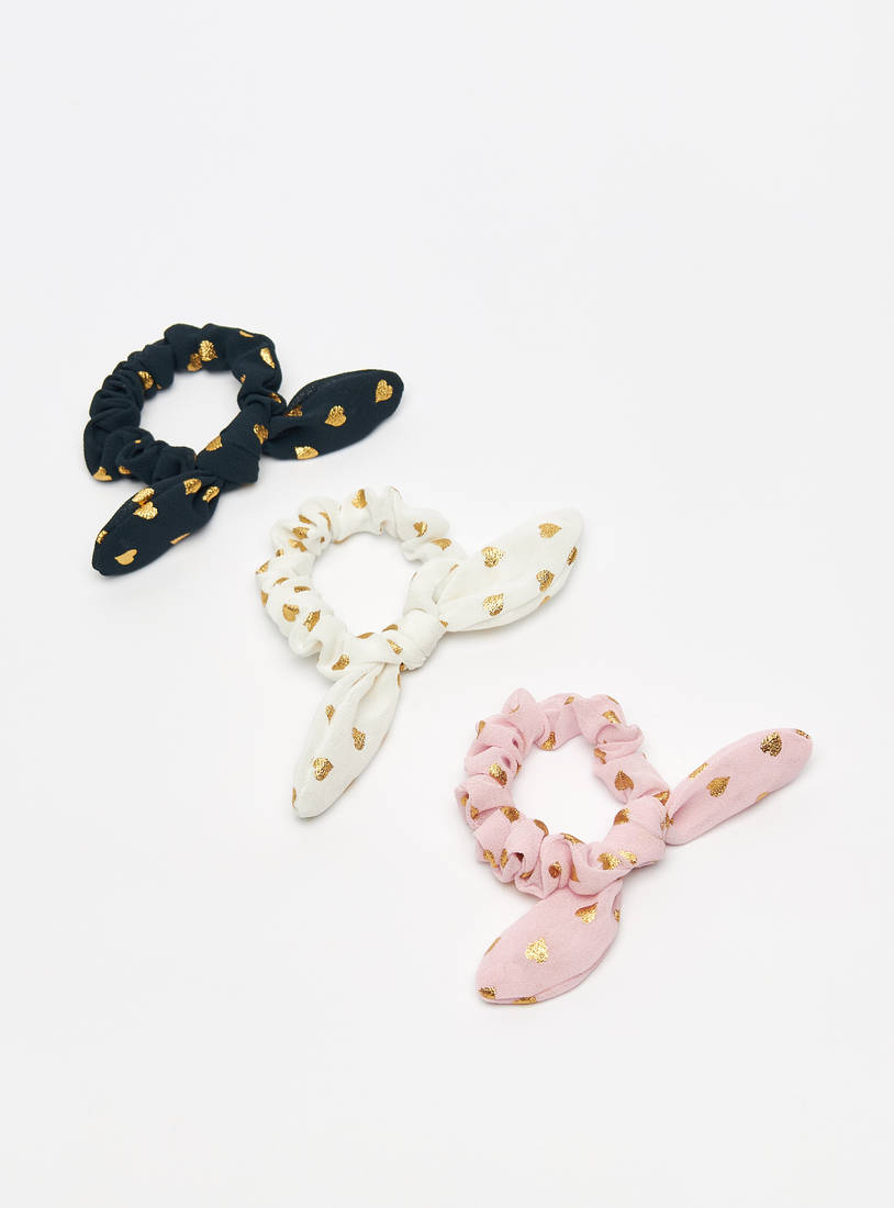 Pack of 3 - Glitter Print Scrunchie-Elastic Round Bands-image-0