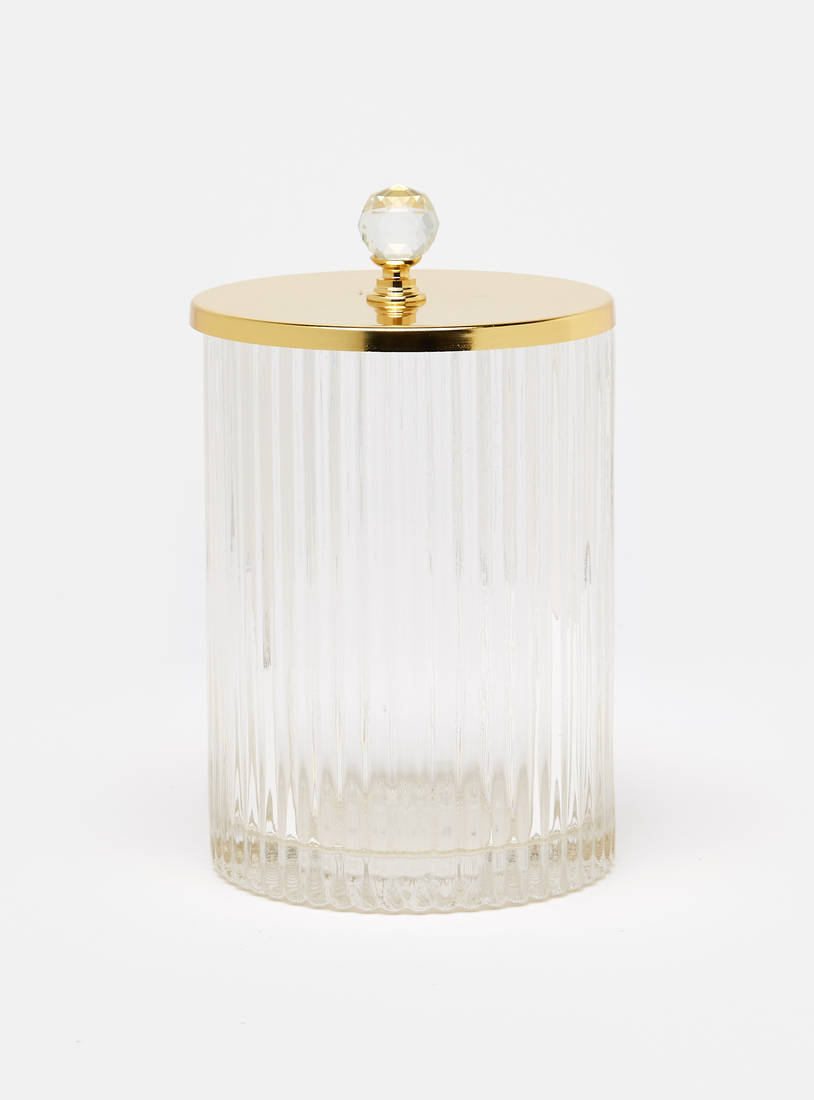 Ribbed Decorative Glass Jar with Lid - 11x18 cm-Home Décor-image-0