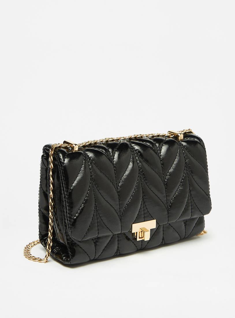 Quilted Crossbody Bag with Chain Strap-Bags-image-1