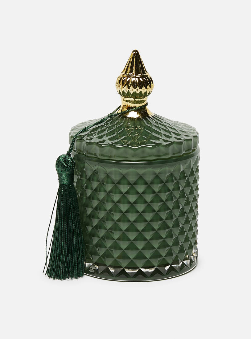 Embossed Glass Jar with Tassel-Storage & Décor Boxes-image-0