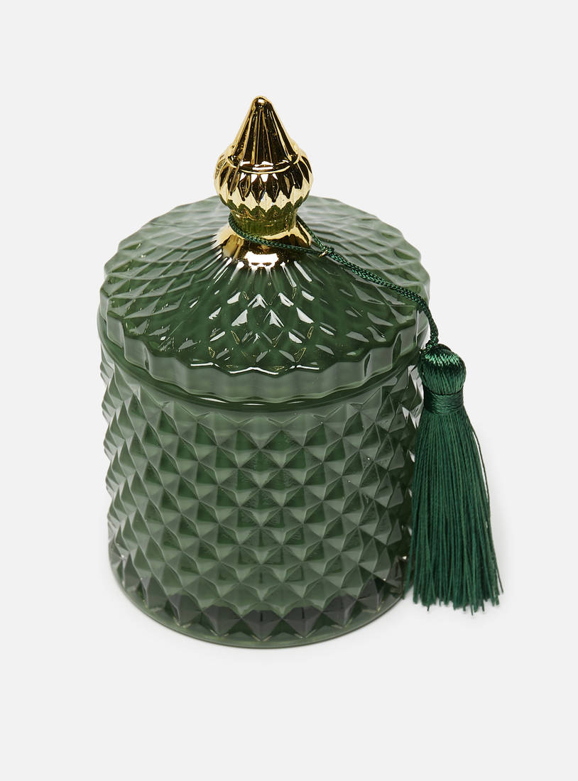 Embossed Glass Jar with Tassel-Storage & Décor Boxes-image-1