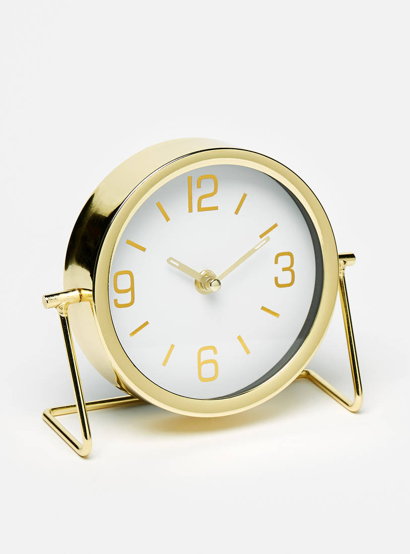 Metallic Round Table Clock with Stand-Clocks-image-1