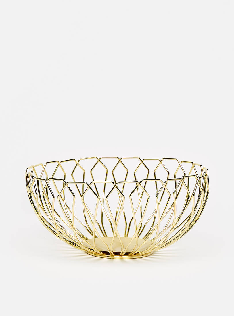 Metallic Decorative Basket with Cutout Detail-Storage & Décor Boxes-image-0