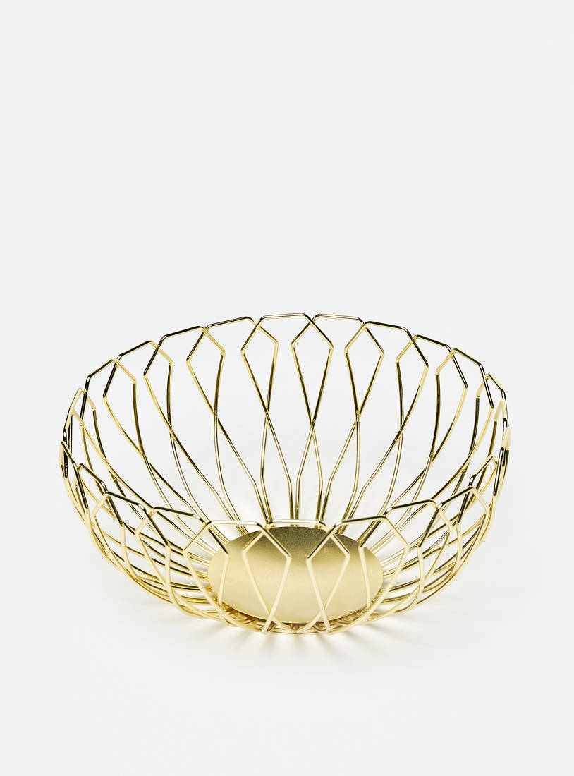 Metallic Decorative Basket with Cutout Detail-Storage & Décor Boxes-image-1