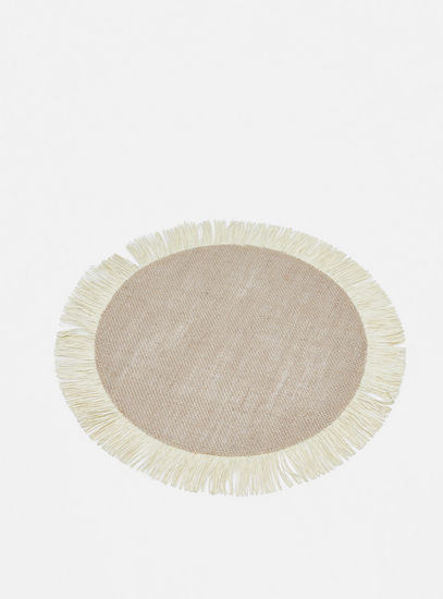 Round Jute Placemat with Fringed Hem-Placemats-image-1