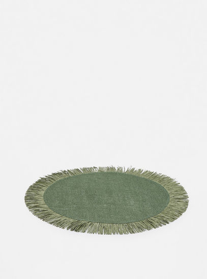 Round Jute Placemat with Fringed Hem-Placemats-image-0