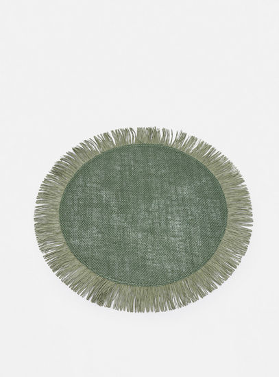 Round Jute Placemat with Fringed Hem-Placemats-image-1