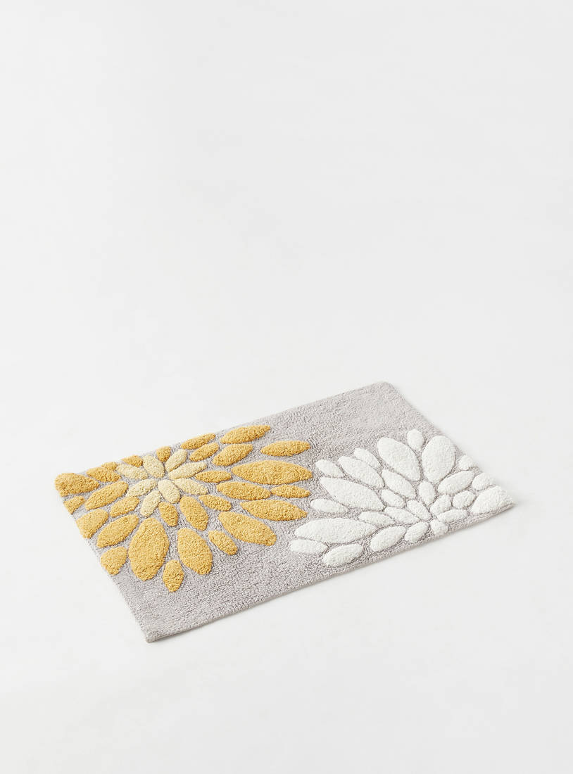 Floral Textured Bathmat - 70x45 cm-Bathmats-image-0