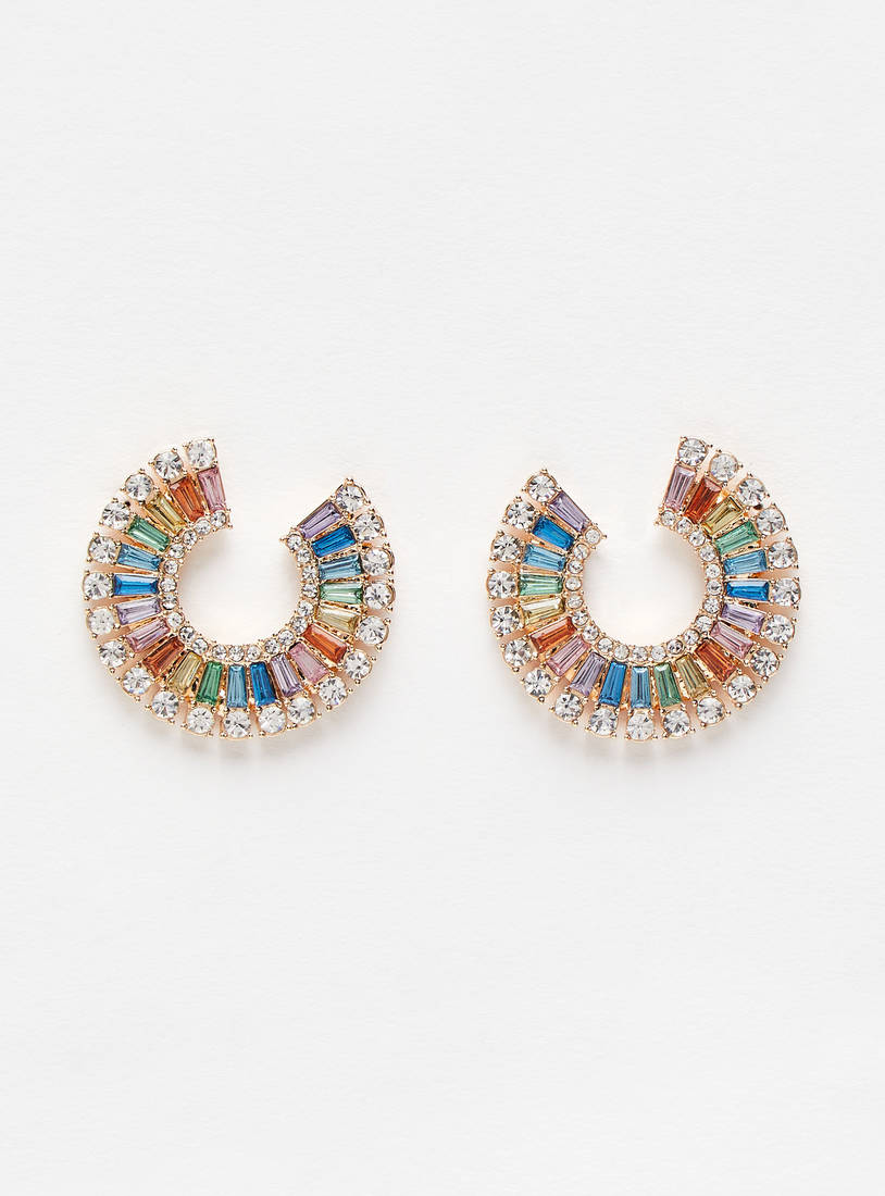 Embellished Stud Statement Earrings with Pushback Closure-Earrings-image-0