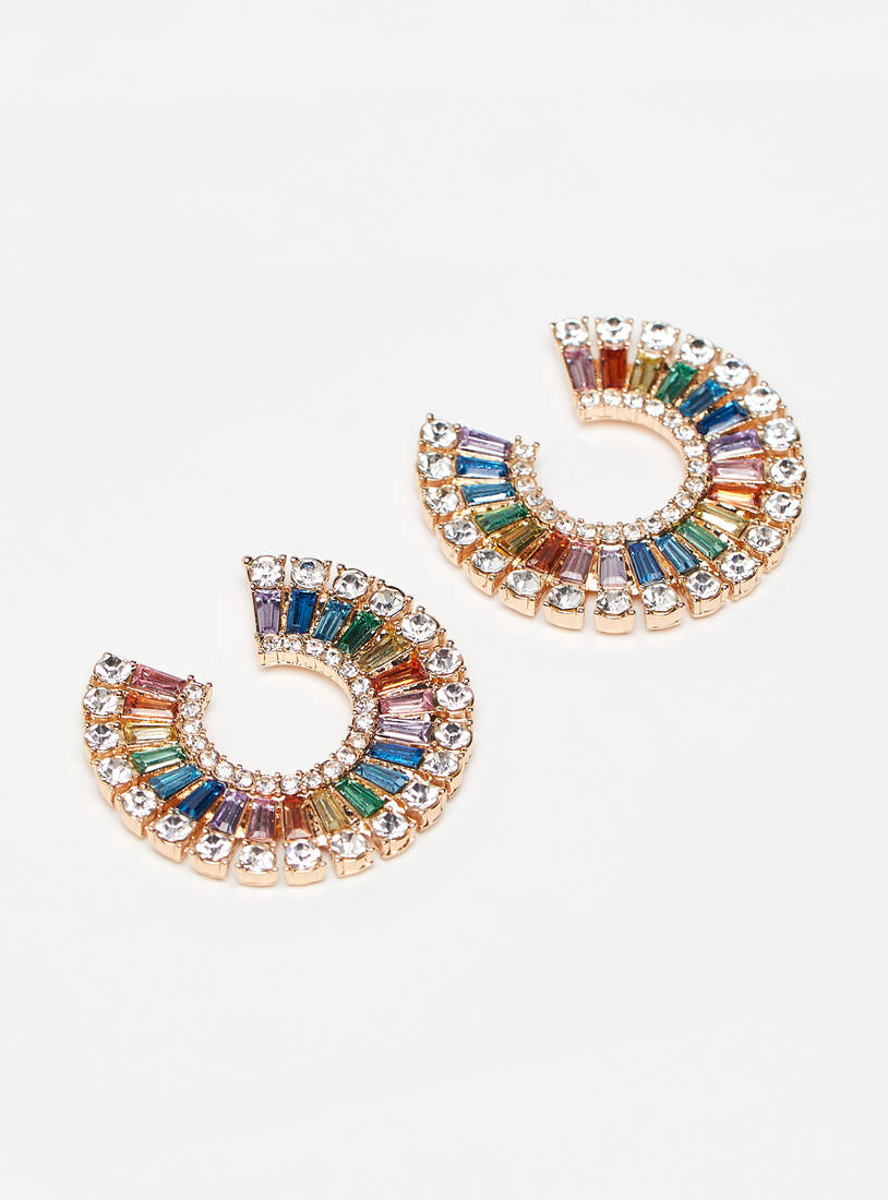 Embellished Stud Statement Earrings with Pushback Closure-Earrings-image-1
