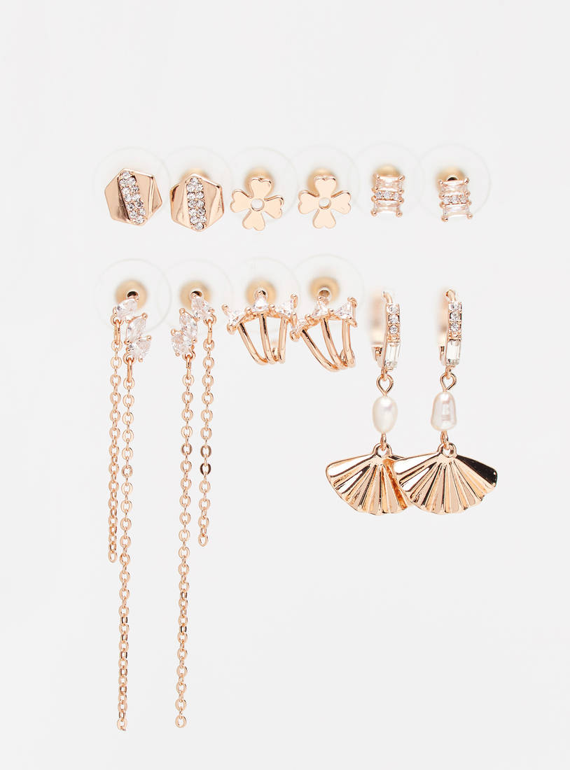 Pack of 6 - Assorted Metallic Earrings-Earrings-image-0