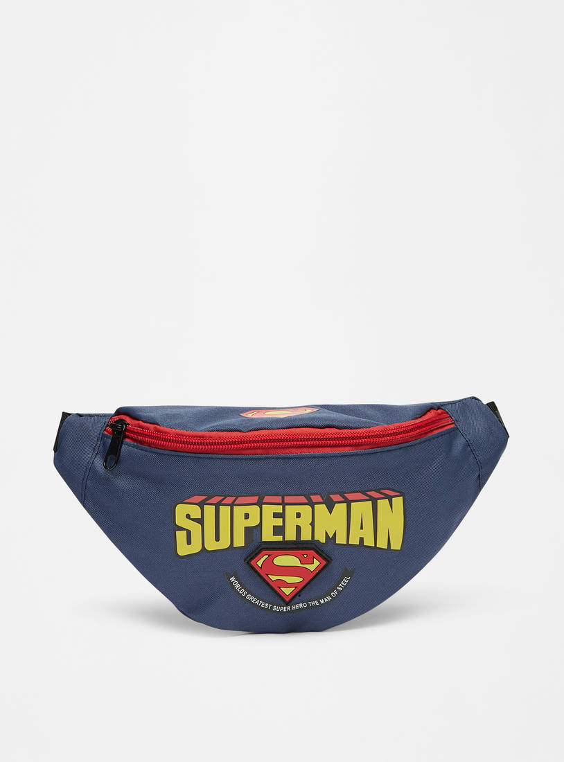 Superman Print Waist Bag with Clip Lock Closure and Adjustable Strap-Travel Accessories-image-0