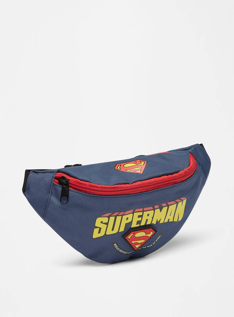 Superman Print Waist Bag with Clip Lock Closure and Adjustable Strap-Travel Accessories-image-1