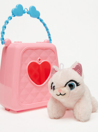 Kitten Glitter Eyes Plush Soft Toy with Heart Cutout Case-Infant Toys-image-1
