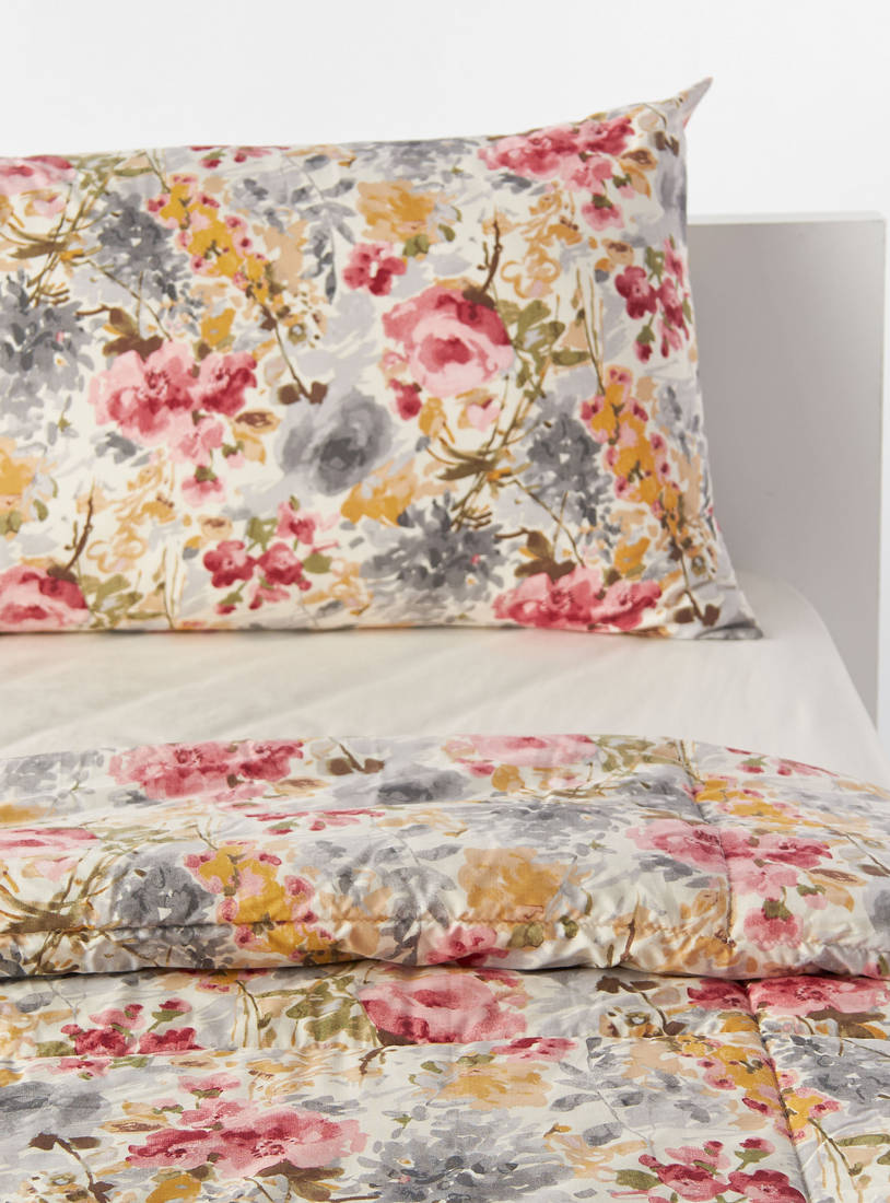 All-Over Floral Print 2-Piece Single Comforter Set - 220x160 cm-Comforters & Quilts-image-0