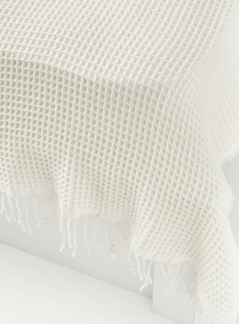 Textured Throw with Fringe Detail - 150x120 cms-Throws & Blankets-image-1