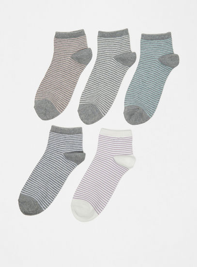 Pack of 5 - All-Over Striped Ankle Length Socks-Socks & Stockings-image-1