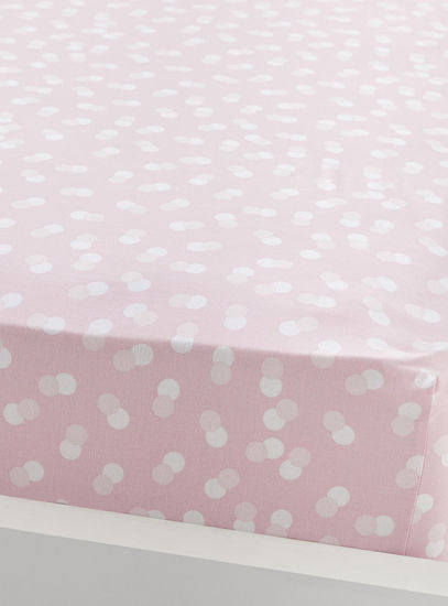 Polka Dot Print Fitted Sheet - 90x200 cm-Fitted Sheets-image-1