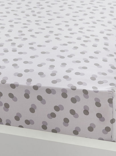 Polka Dot Print Fitted Sheet - 90x200 cm-Fitted Sheets-image-1