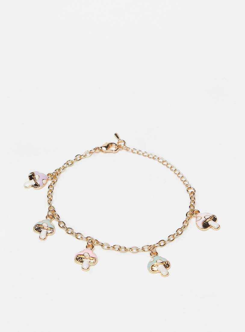 Mushroom Charm Embellished Chain Link Bracelet-Bangles & Bracelets-image-0