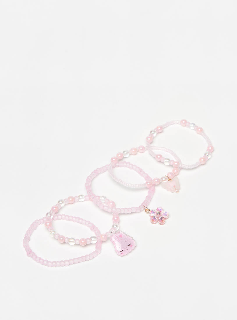 Pack of 4 - Bead Embellished Elasticated Bracelet-Bangles & Bracelets-image-1