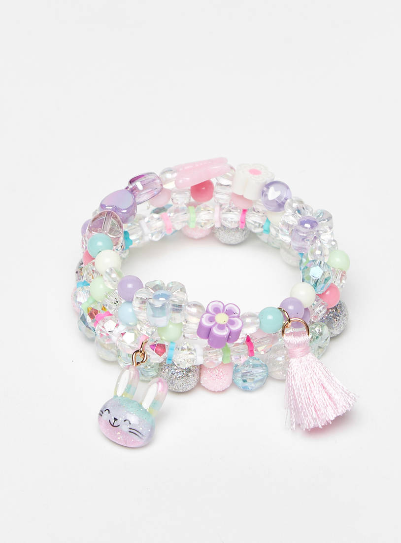 Pack of 4 - Bead Embellished Elasticated Bracelet-Bangles & Bracelets-image-0