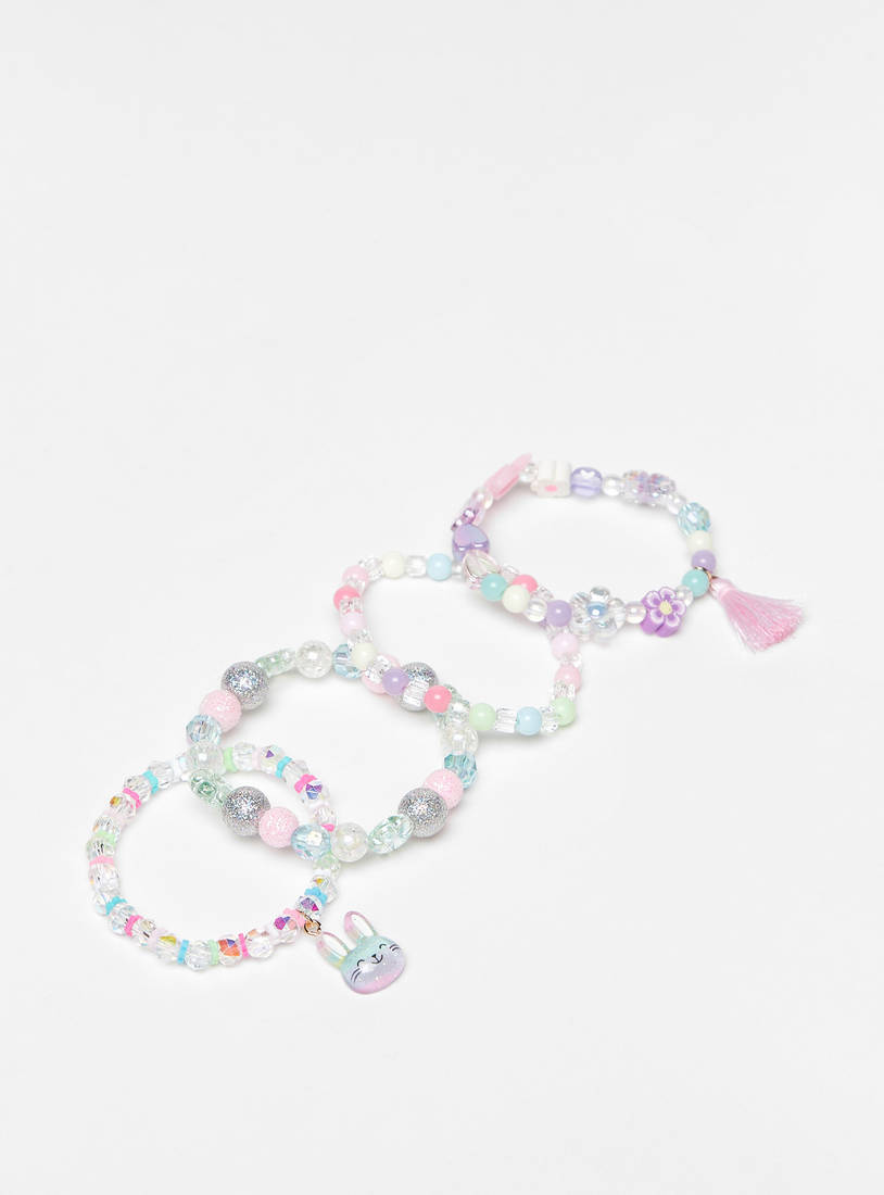Pack of 4 - Bead Embellished Elasticated Bracelet-Bangles & Bracelets-image-1