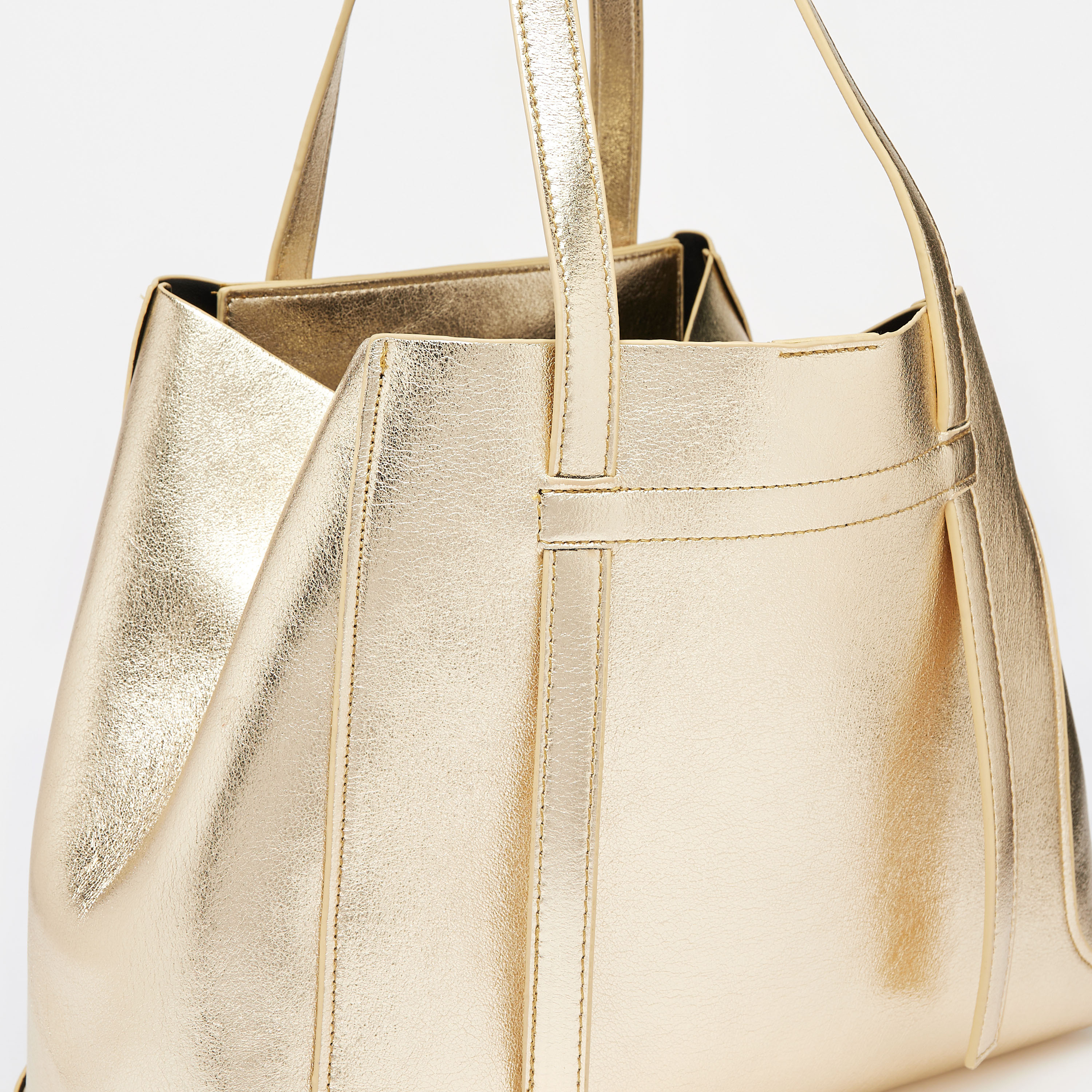 Zara metallic tote online bag