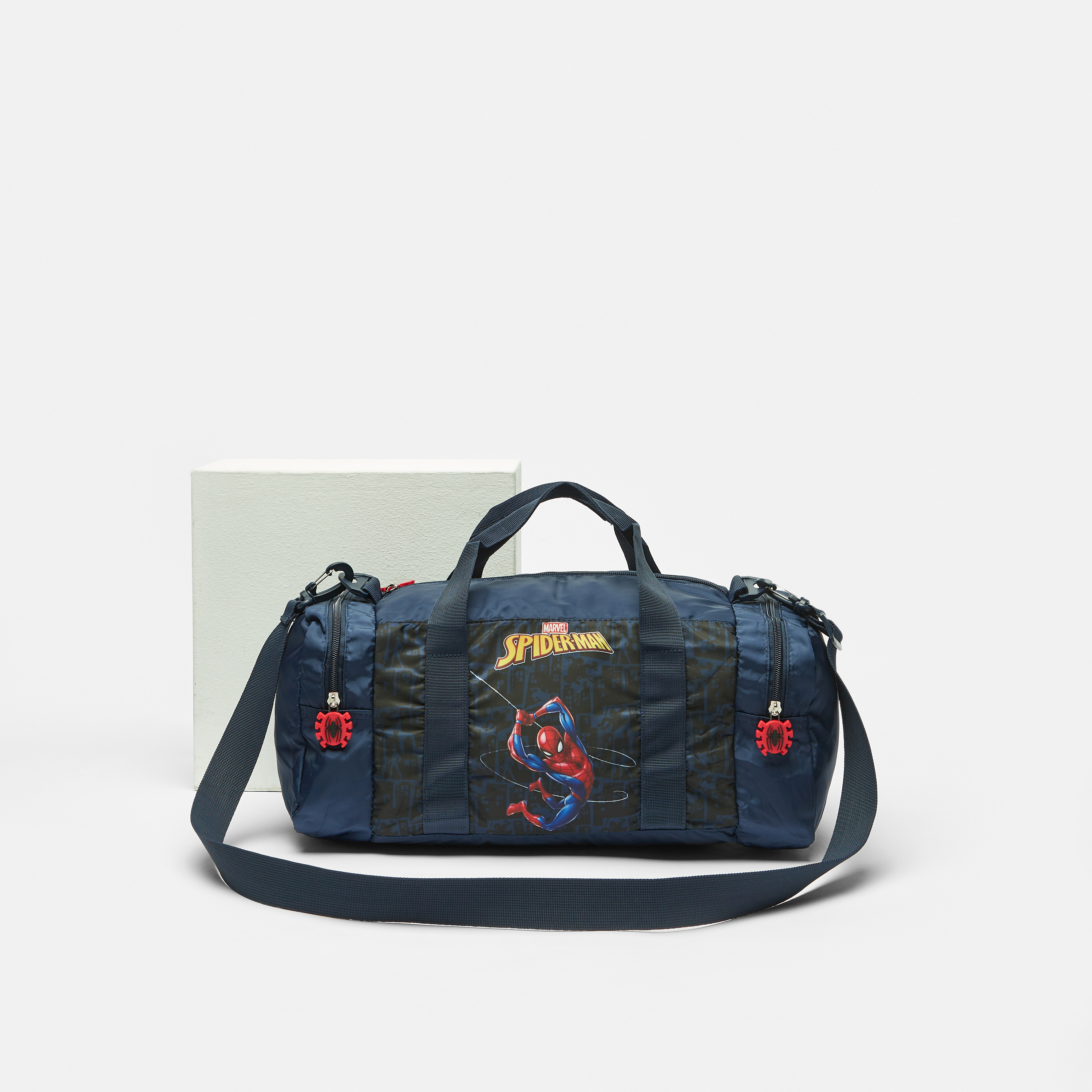 Shop Spider Man Print Duffle Bag with Detachable Strap and Zip Closure Online Max UAE