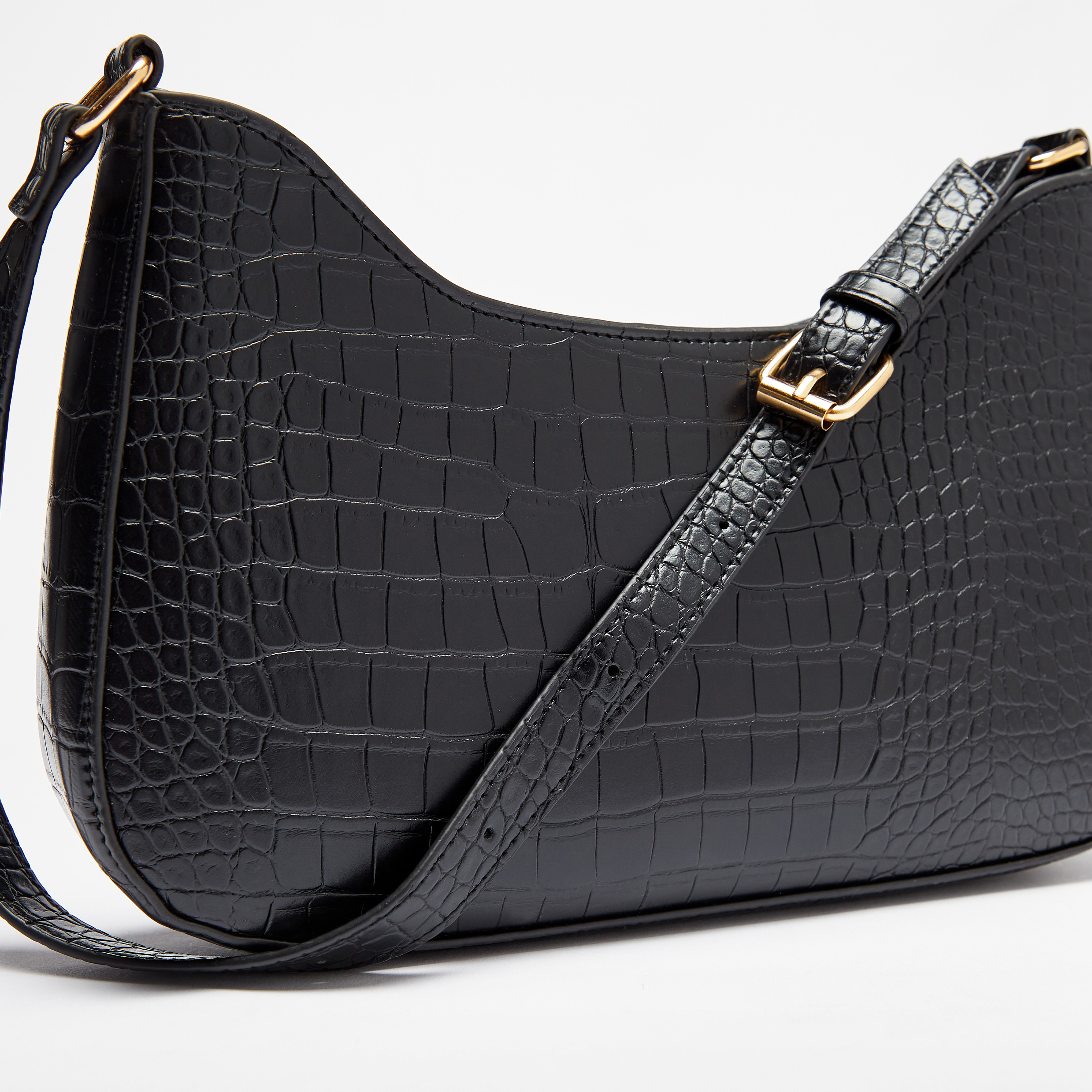 バッグ french mixed material shoulder bag black 2000016786507_1