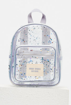 Glittery Backpack with Adjustable Straps and Zip Closure - 22x16x27 cm-mxkids-accessories-girls-bagsandbackpacks-backpacks-2