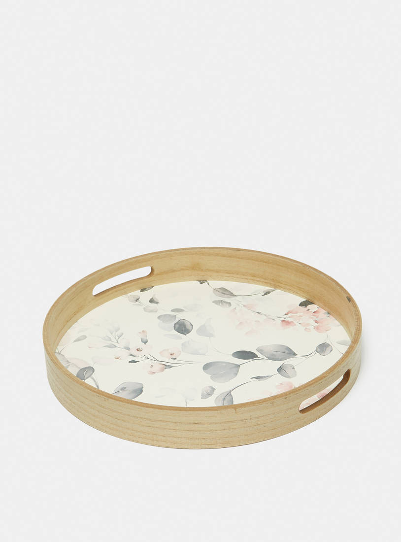 Wooden Round Tray with Cutout Handles - 35x35x5 cm-Trays-image-0