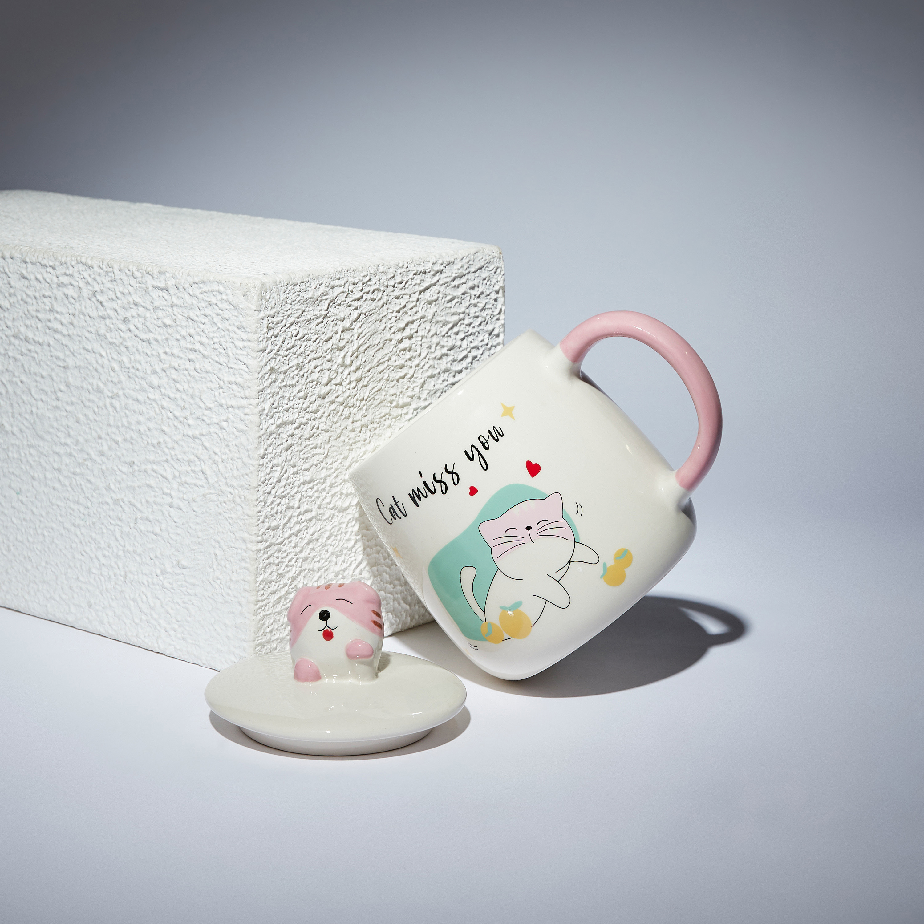 Shop Cat Print Ceramic Mug with Lid Online Max UAE