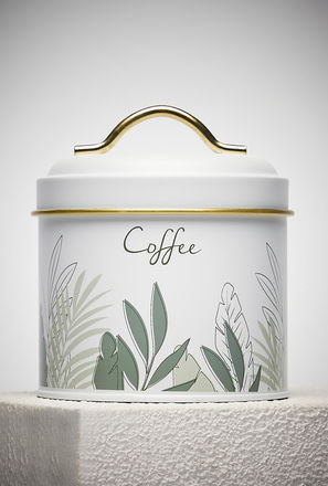 Printed Coffee Canister with Lid - 11x11x13 cm-mxhome-kitchenanddining-cupsandmugs-storage-jars-0