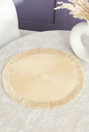 Textured Round Placemat with Fringes - 38 cm-mxhome-kitchenanddining-placemats-3
