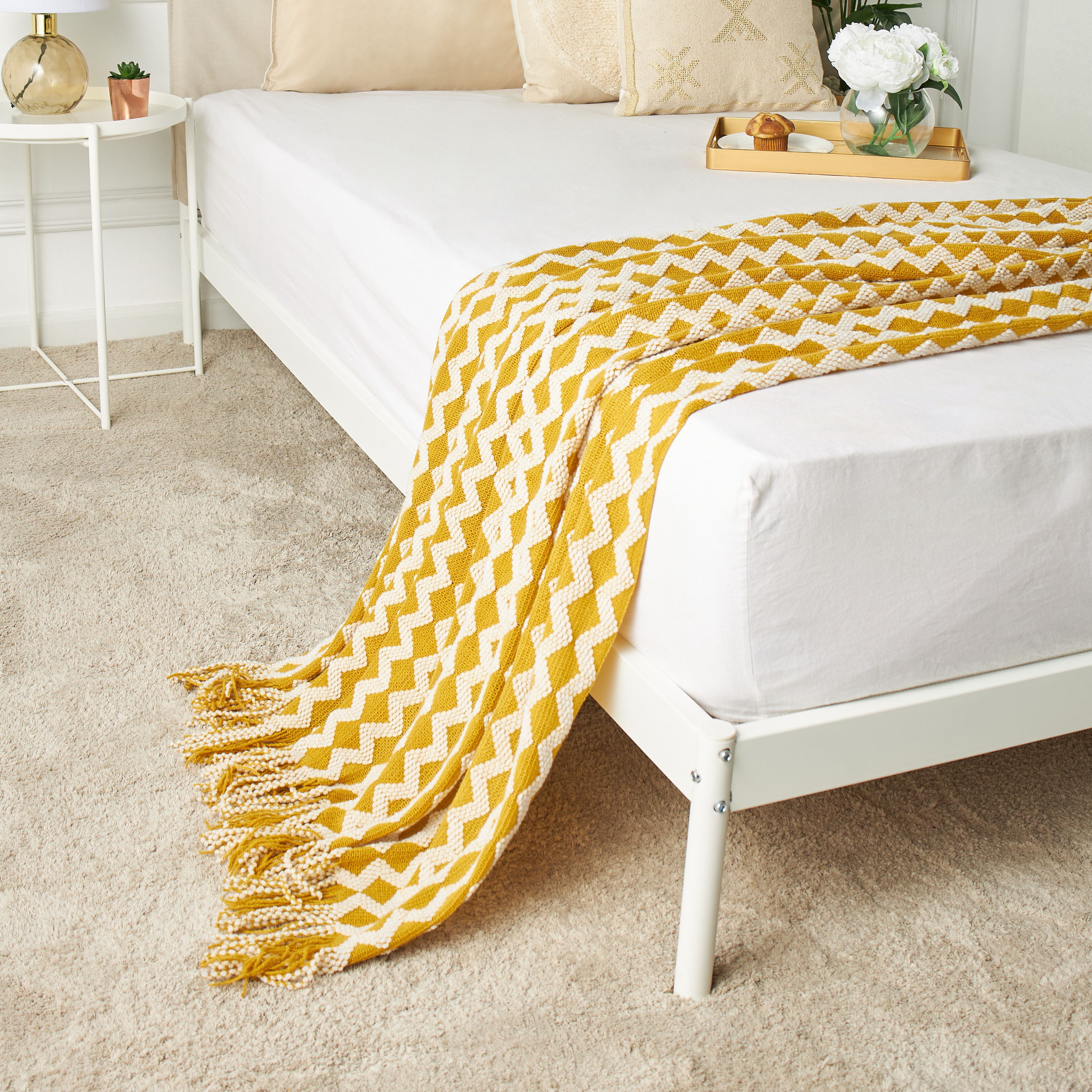 Yellow throws deals for beds