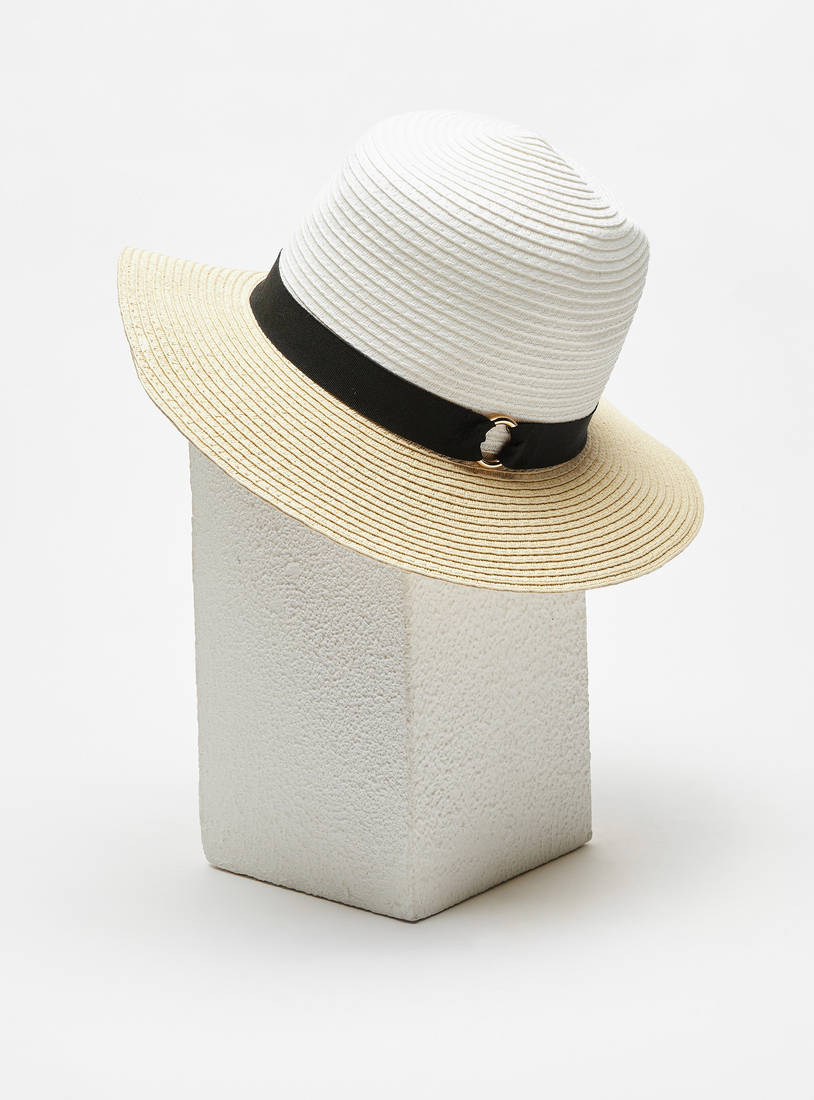 Textured Hat with Tape Detail-Caps & Hats-image-0