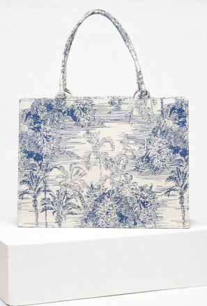 Textured Shopper Bag with Double Handle-mxwomen-bagsandwallets-bags-2