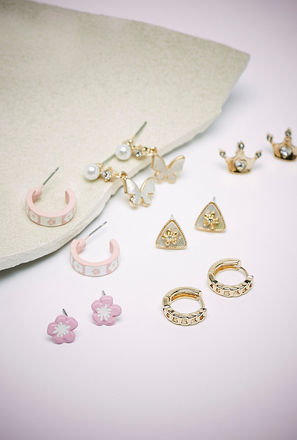 حلقان مزيّنة متنوعة - طقم من 7 أزواج-mxkids-accessories-girls-jewellery-earrings-2