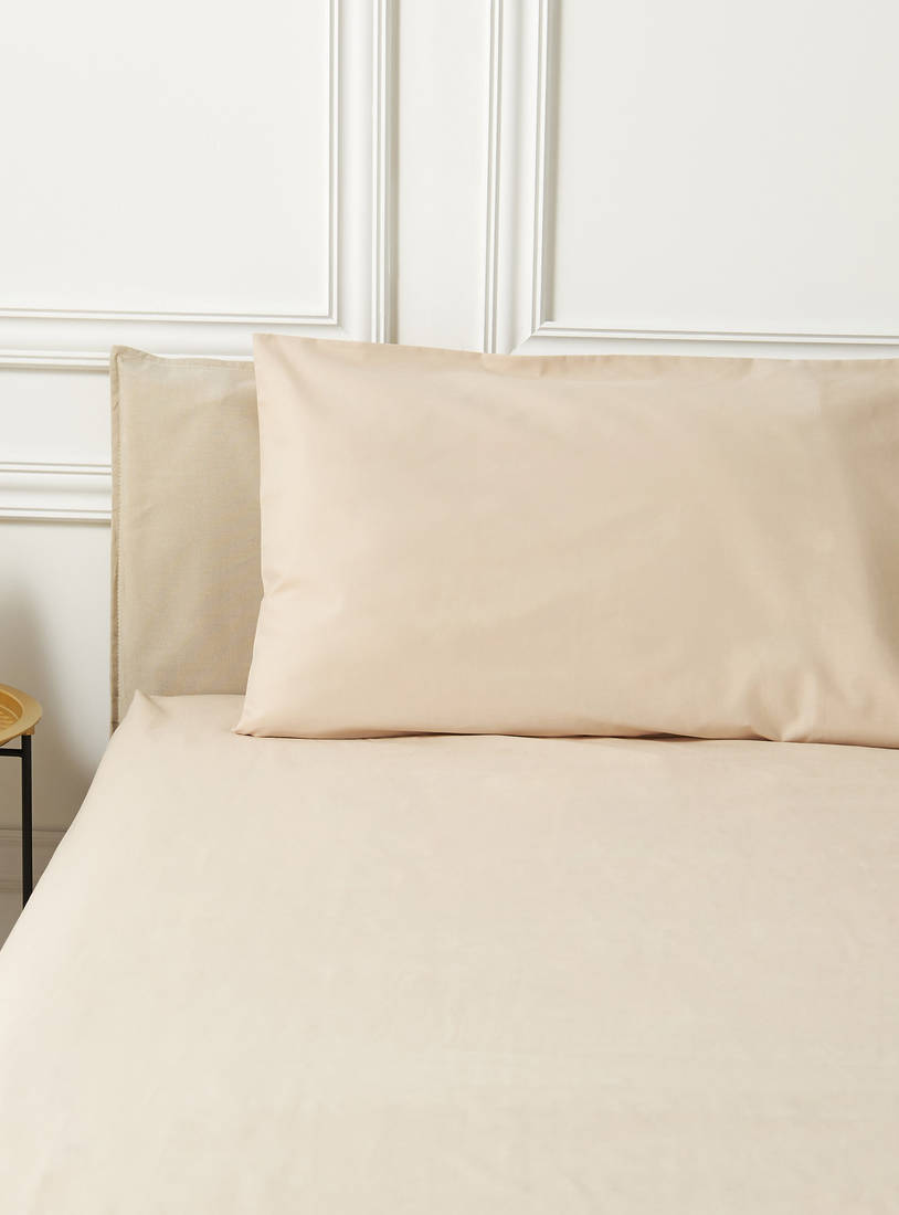 Plain Fitted Sheet with Pillowcase - 200x90 cm-Fitted Sheets-image-1