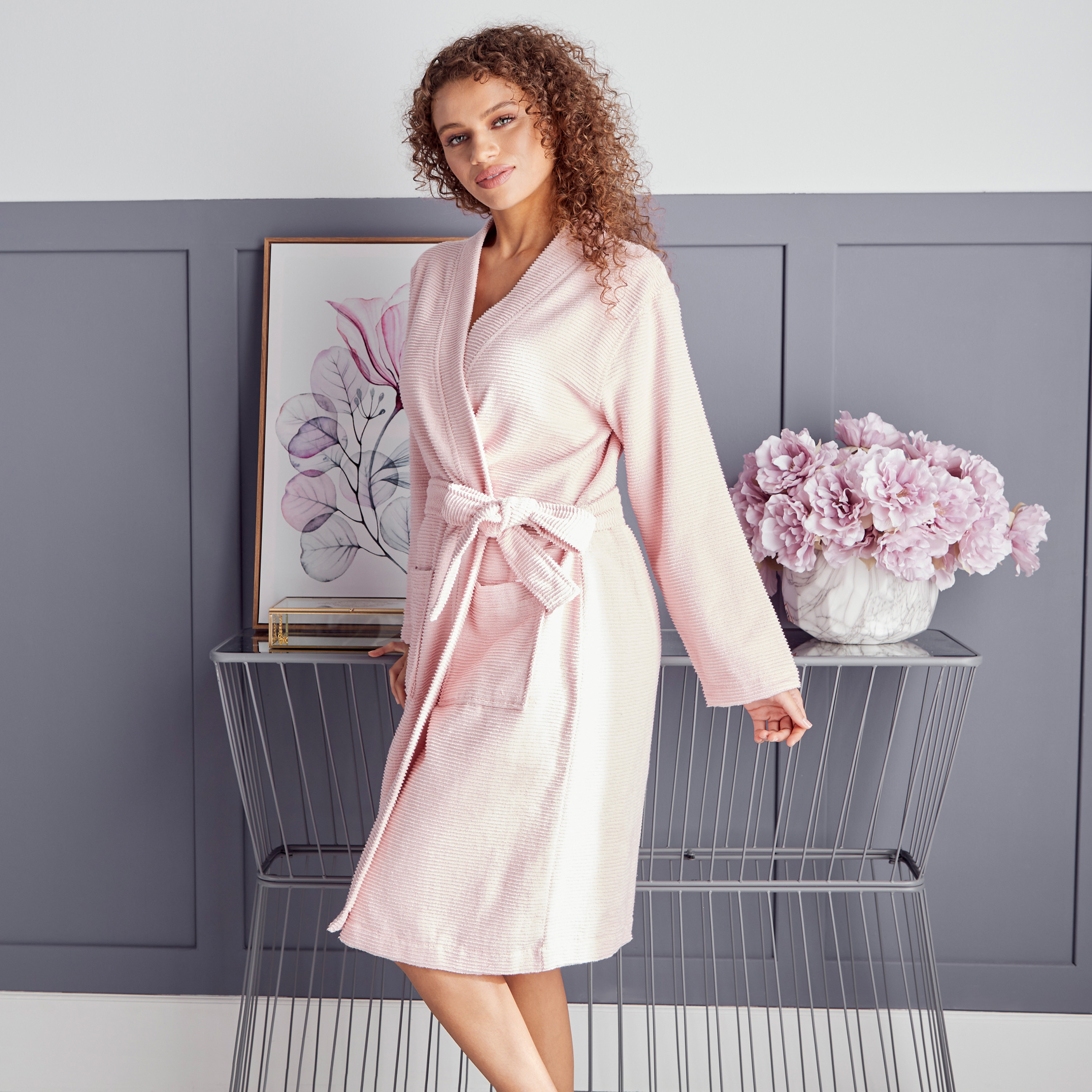 Shop Textured Bathrobe Online Max UAE