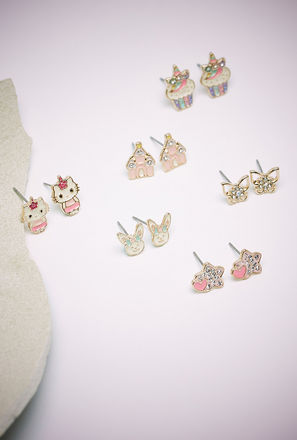 Pack of 6 - Enamelled Stud Earrings-mxkids-accessories-girls-jewellery-earrings-2